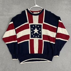 VTG Cotton Traders Sweater Men XL Knit Heavy USA Themed Pullover
